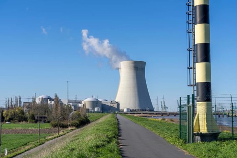 The Doel nuclear power plant on the Scheldt, one of two nuclear power plants in Belgium, consists