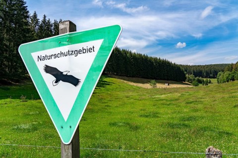 Landscape in the Rothaargebirge, Sauerland, on the Rothaarsteig, nature reserve, near Wingeshausen,
