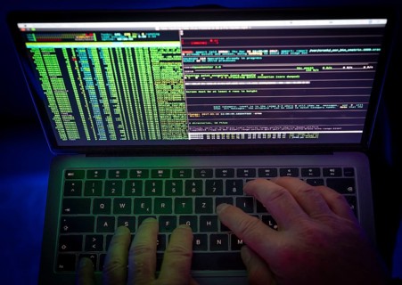 Symbolic image cyber attack, computer crime, cybercrime, computer hackers attack a network,