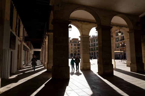 Plaça Major, square in the old town centre of Palma de Majorca, Majorca, Spain, Europe