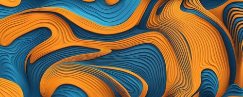 Seamless abstract pattern of vector fluid curved lines creating a dynamic ripple effect in vibrant