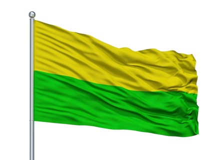 Chia City Flag On Flagpole, Country Colombia, Isolated On White Background, 3D Rendering