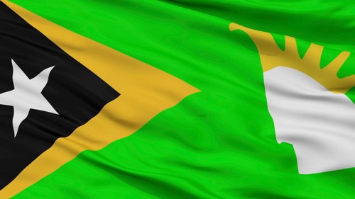 Lautem City Flag, Country East Timor, Closeup View, 3D Rendering