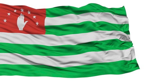 Isolated Abkhazia Flag, Waving on White Background, High Resolution