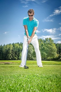 A picture of a young male golfer