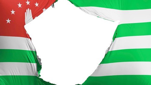 Cracked Abkhazia flag, white background, 3d rendering
