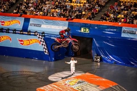 Lisbon, Portugal - March 2, 2024: HOT WHEELS MONSTER TRUCKS LIVE GLOW PARTY in Arena