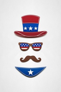 Creative 4th of July concept photo of Uncle Sam made of paper on a white background