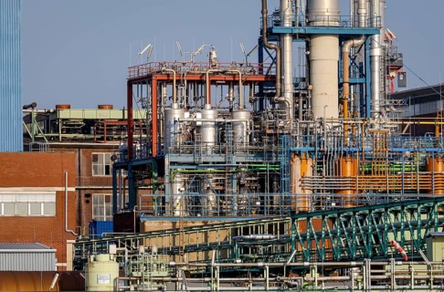 Leverkusen, North Rhine-Westphalia, Germany - Bayer Chempark Leverkusen, plant site on the Rhine,