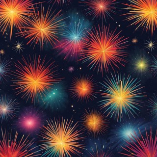 Wallpaper illustration of an explosion of vibrant fireworks colors in a night sky, symbol for happy