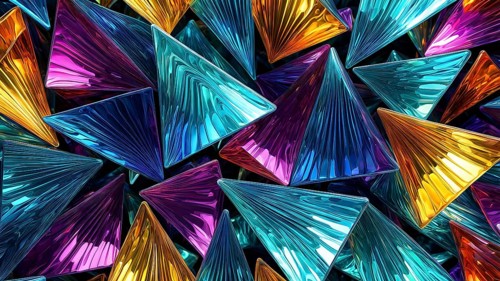 3d rendering of vibrant colored abstract changing glass design in an ornament structure, AI