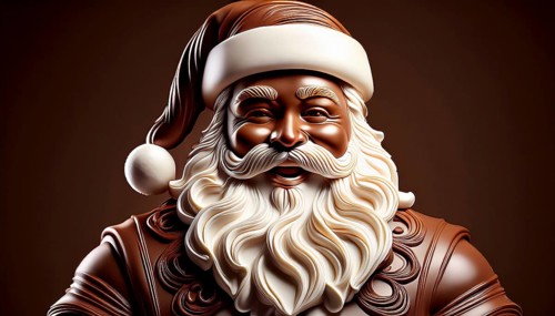 Cheerful chocolate Father Christmas, AI-generated image, AI generated