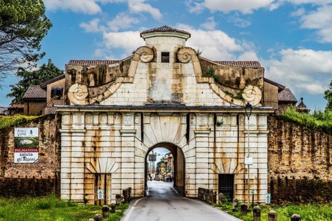 Porta Aquileia, one of the three city gates, planned city with a star-shaped layout, Palmanova,