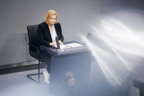 Nancy Faeser (SPD), Federal Minister of the Interior and Home Affairs, recorded during a speech on