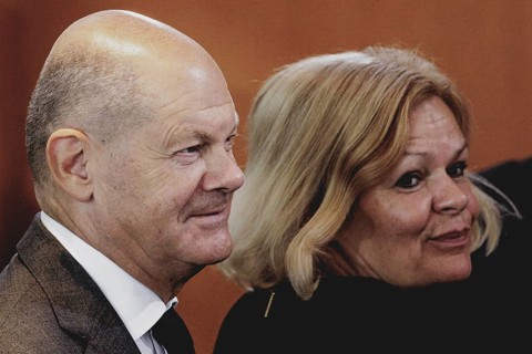 (L-R) Olaf Scholz (SPD), Federal Chancellor, and Nancy Faeser (SPD), Federal Minister of the