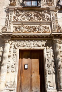 Plateresque facade of Renaissance mansion building Casa de Castril housing the Museo Arqueologico,