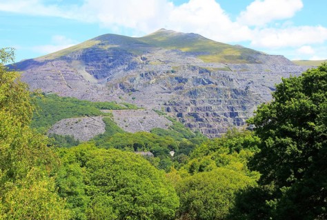 Slate quarries at Llanberis, Snowdonia, north Wales, UK view down to Llanberis