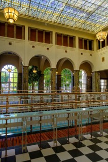 Fountain house, Wandelhalle, Bad Kissingen, Rhön, Lower Franconia, Franconia, Bavaria, Germany,