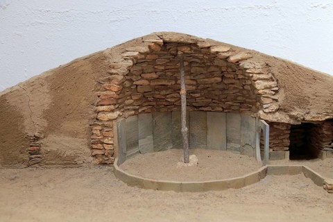 Model of building construction Los Millares prehistoric settlement, Almeria, Spain, Europe