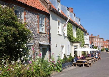 The Hoste Arms hotel in the upmarket village of Burnham Market, north Norfolk, England, United