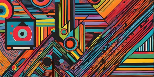 Pop art styled music album illustration featuring abstract crayon patterns and erratic lines in