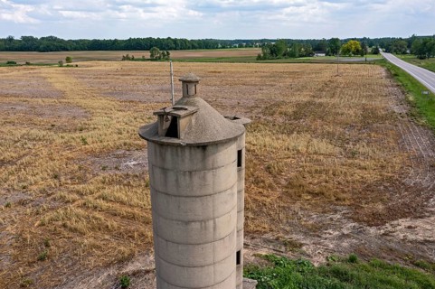 Cadmus, Michigan, An old, empty silo with a cupola on a Michigan farm