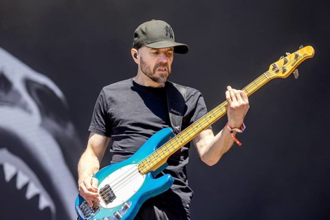 Adenau, Germany, 9 June 2024: H-Blockx (Stephan Gudze Hinz, bassist) play at Rock am Ring. The