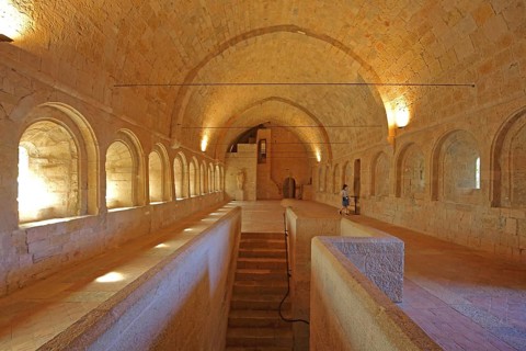 Interior view of the dormitory of the Romanesque abbey Le Thoronet, dormitory, Cistercian abbey,