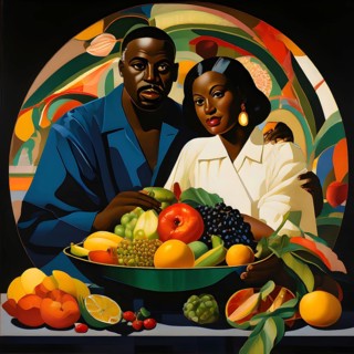 Vibrant illustration of a bowl brimming with a cascade of fresh fruits and vegetables, AI generated