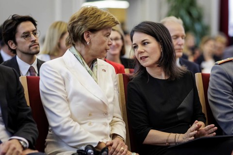 Baiba Braze, Foreign Minister of Latvia, and Annalena Bärbock (Alliance 90/The Greens), Federal