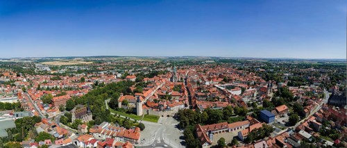 A bird's eye view of the old town centre of Mühlhausen