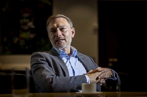 Christian Lindner (FDP), Federal Minister of Finance, recorded during an interview in his office at