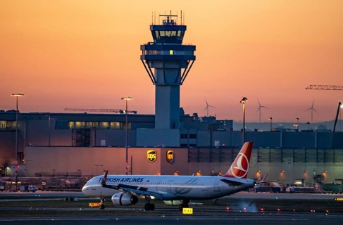 Turkish Airlines Airbus, aircraft landing at Cologne-Bonn Airport, CGN, Runway 06/24, Tower,