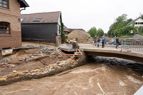 Flood in North Rhine-Westphalia, the village of Iversheim on the Erft was almost completely flooded