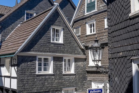The old town centre of Langenberg, a district of Velbert in the district of Mettmann, North