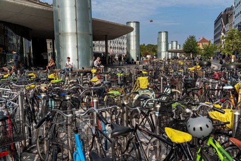 Bicycle parking, Nørreport metro station, in the city centre of Copenhagen, considered the bicycle