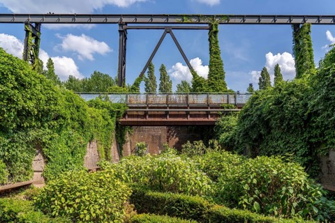 The Duisburg Nord Landscape Park, gardens in the storage bunkers of the sintering plant,