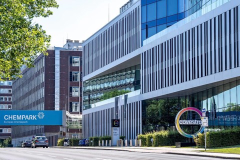 Corporate headquarters of Covestro AG in Leverkusen, at the Chempark, North Rhine-Westphalia,