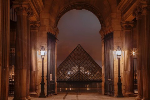 Glass pyramid at the Louvre Museum, Paris, Ile de France, France, Paris, Ile de France, France,