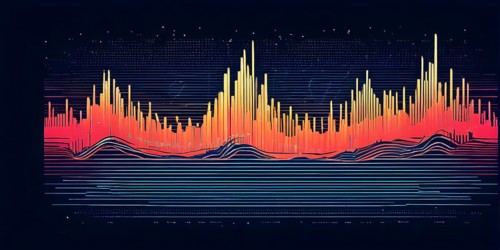 Illustration of abstract audio frequency sound wave lines, AI generated