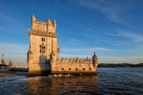 Belem Tower or Tower of St Vincent, famous tourist landmark of Lisboa and tourism attraction, on