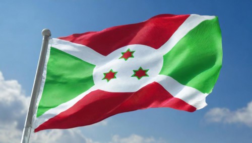Flags, the national flag of Burundi flutters in the wind