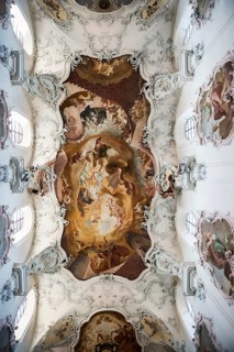 Baroque church, vaulted ceiling, Fridolinsmünster, Church of St Fridolin, Bad Säckingen, Upper