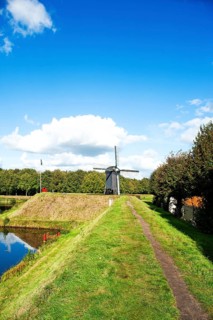 Circular route, ramparts, windmill, fortress, Bourtange, Netherlands