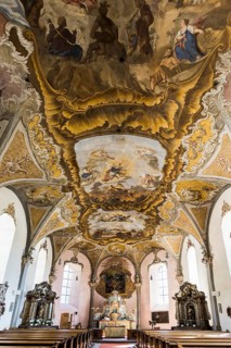 Interior view, St Michael's parish church, Piesport, Moselle, Rhineland-Palatinate, Germany, Europe