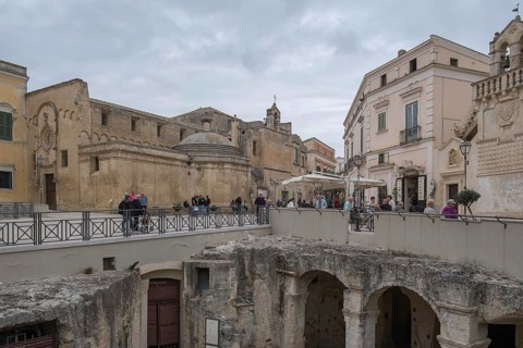 Piazza Vittorio Veneto with the Church of St Dominic and the Church of the Holy Spirit, Matera