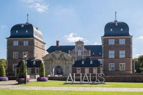 Ahaus Baroque and moated castle, today the seat of the Ahaus Technical Academy, Ahaus, Münsterland,