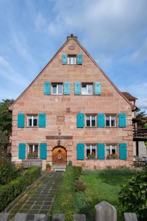 Former baker's house with arched portal, built around 1754, Ziegenstraße 27, Nuremberg-Mögeldorf,