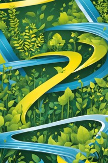 Recycling symbol morphing into growing plants and solar cells to symbolize the transformation of