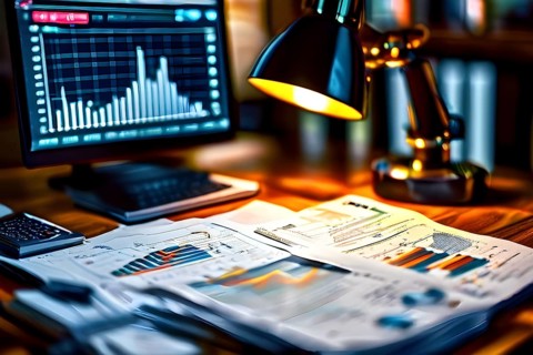AI generated graphs depicting a comprehensive business audit detailing stock financial metrics